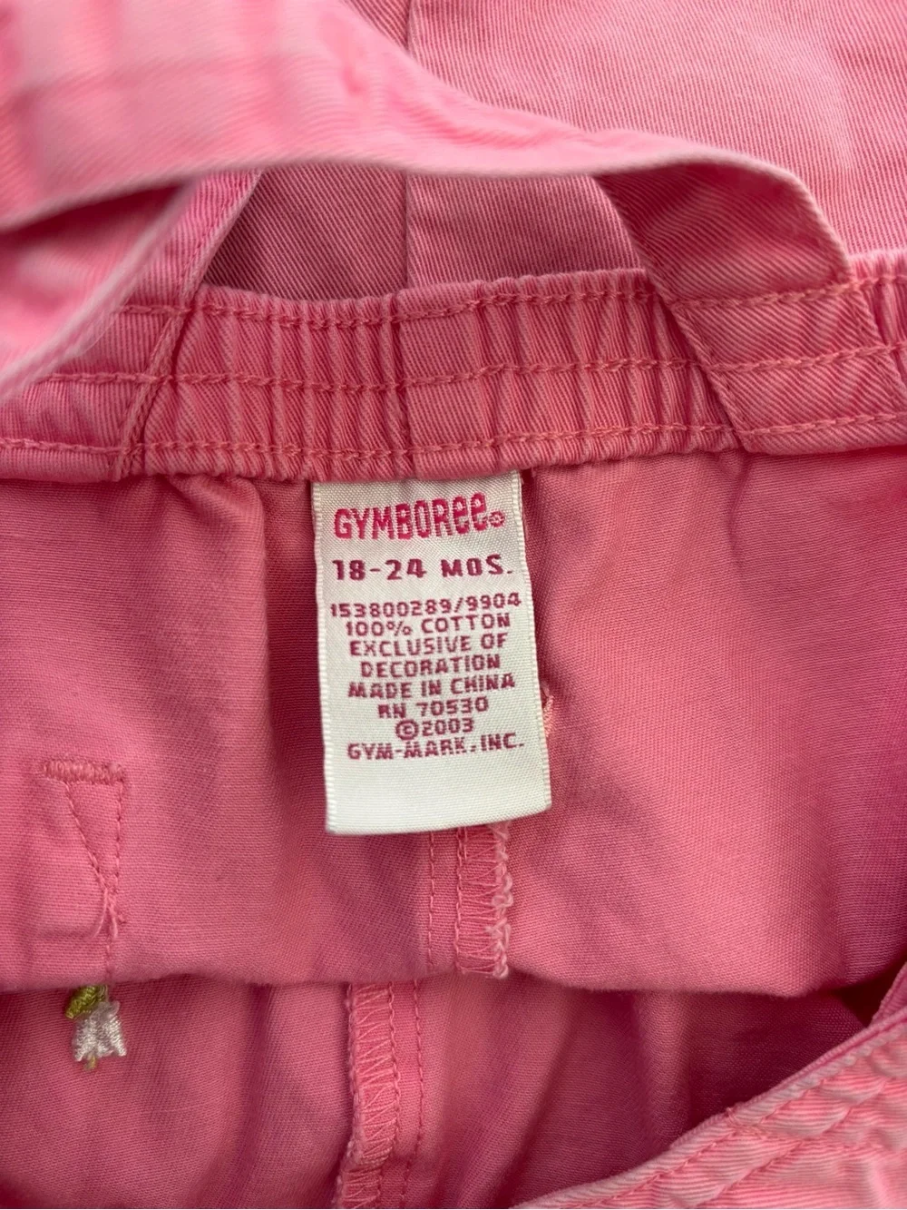 Y2K Gymboree Pink Floral Embroidered Bib Overalls 18-24 Mos Scalloped Hems 2003
